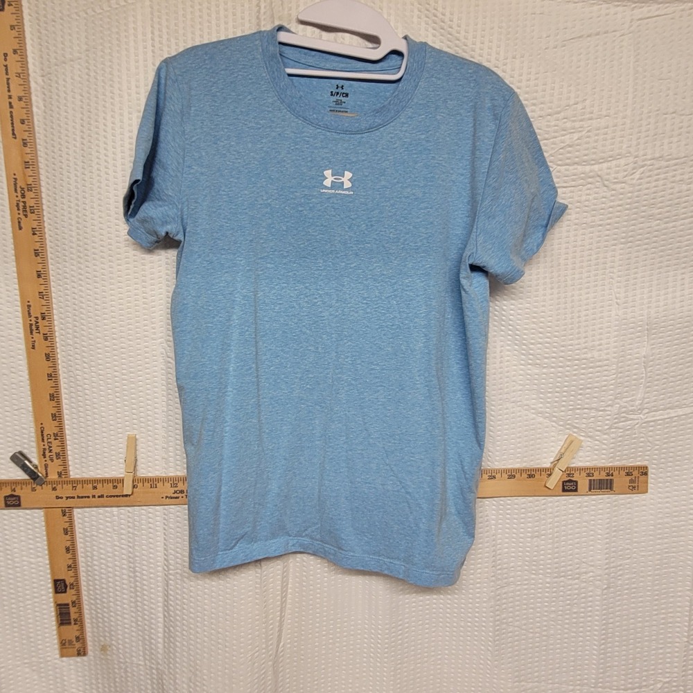 Under Armour Womens Loose Fit Heather Blue Short Sleeve Graphic T-Shirt Small